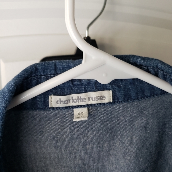 Charlotte Russe dark Demin Button down Shirt Size XS - Picture 2 of 6